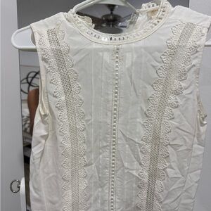 Forever 21 Girls White Lace Trim Top L